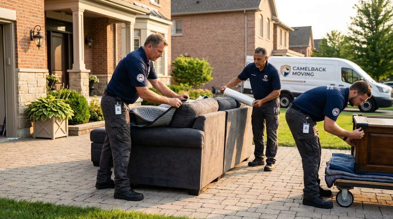 Large estate moving crew wrapping furniture in Montegut, LA